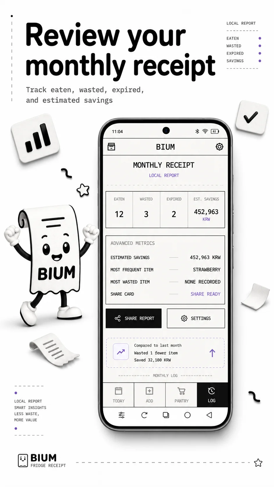 BIUM 월간 리포트 화면 홍보 이미지